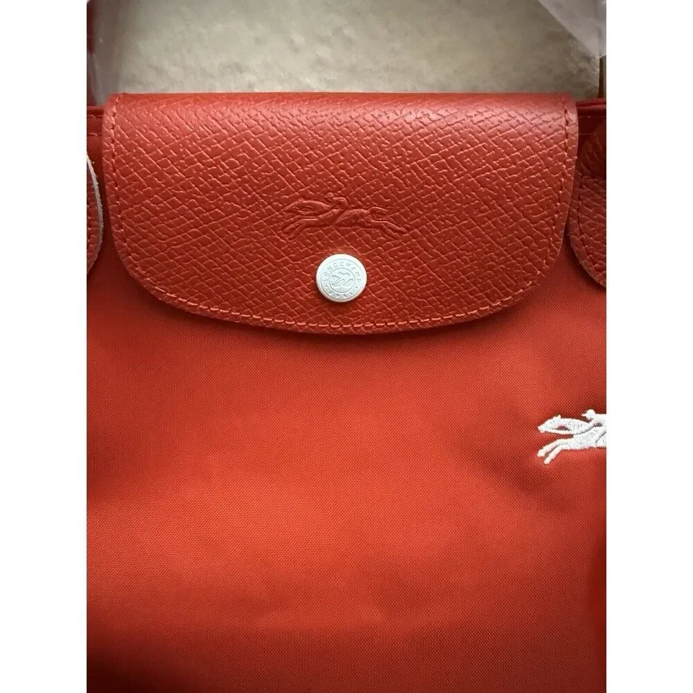 Longchamp Le Pliage Club Medium Top Handle Nylon Tote VERMILLION Red New